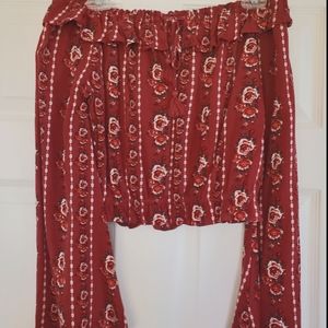 Long Sleeve Boho Crop Top